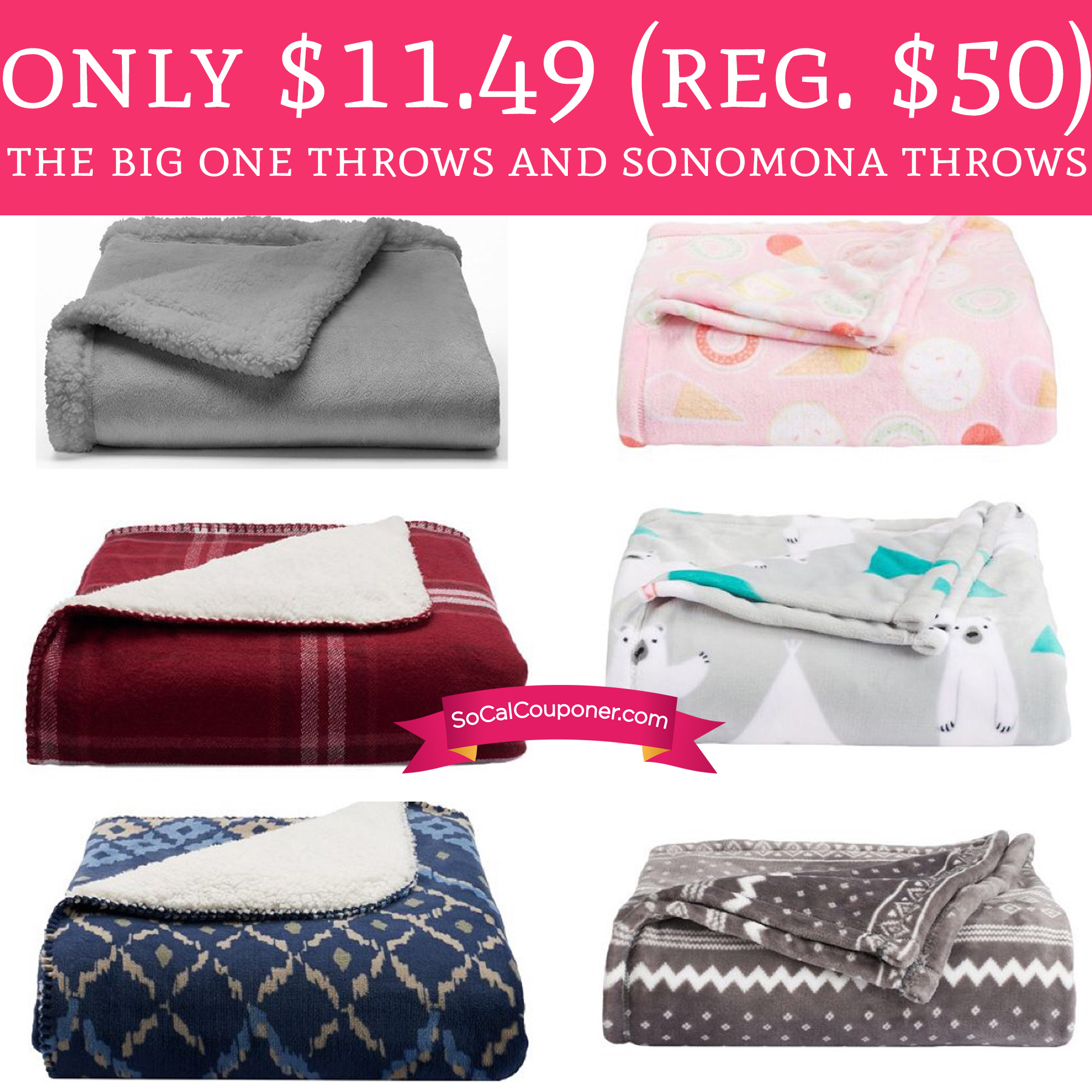 WOW! Only $11.49 (Regular up to $50) The Big One & Sonoma Throws at ...