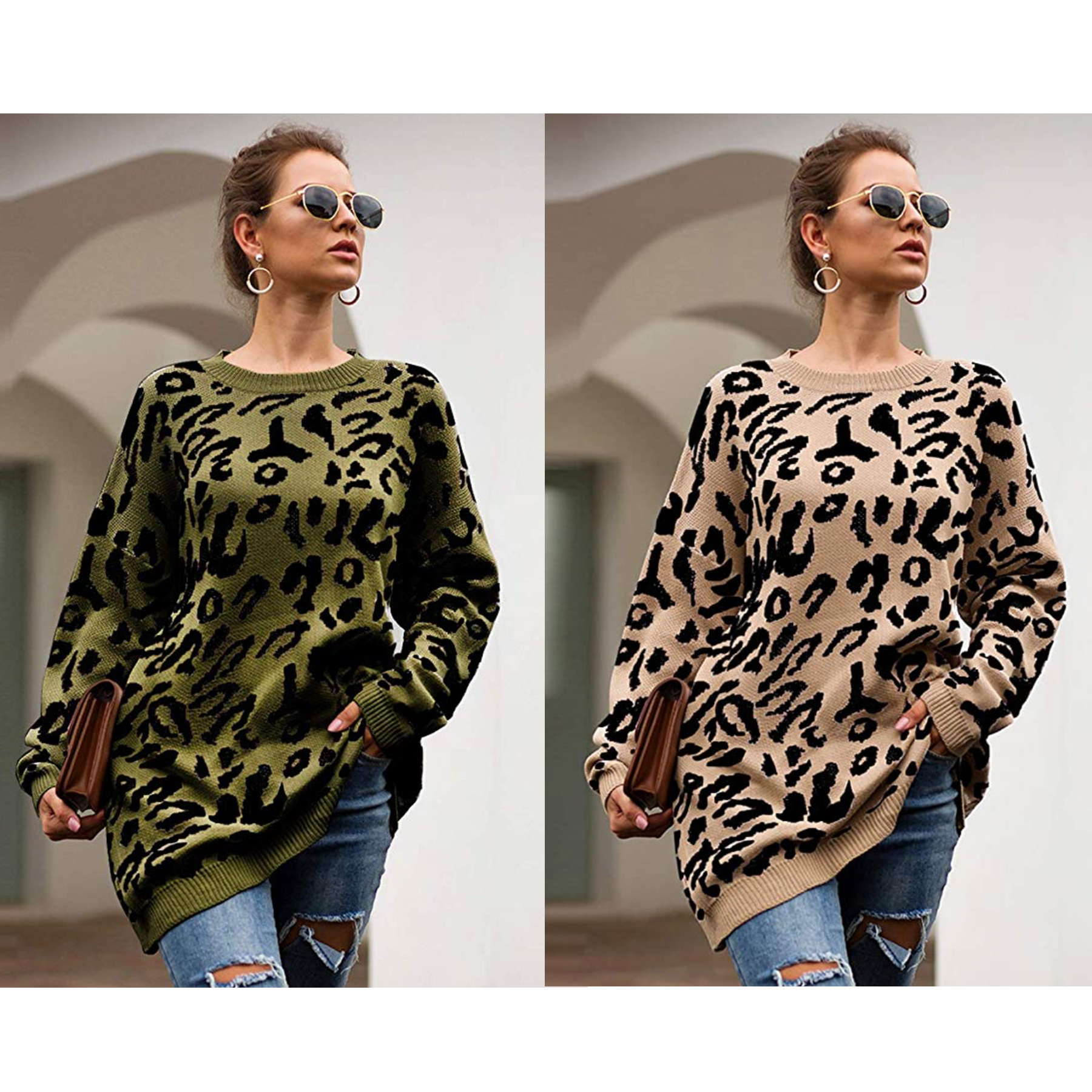 50% off Women's Oversized Leopard print Sweater - Deal Hunting Babe